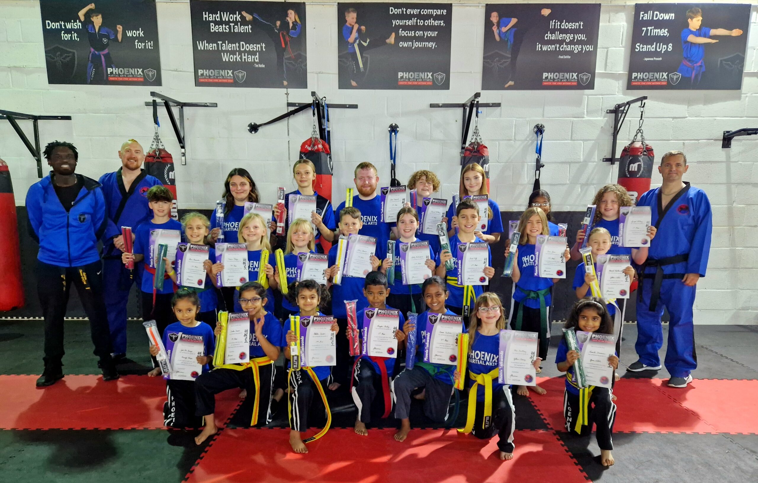 Martial Arts in Swindon members with new belts